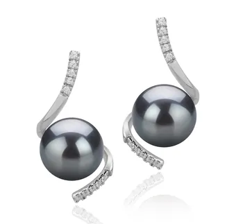 8-9mm Água doce Conjunto de brincos em Mathilde Preto