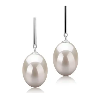 9-10mm Água doce Conjunto de brincos em Melinda Branco