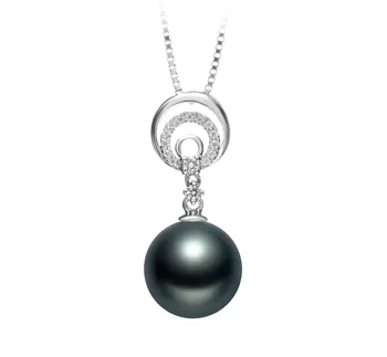 10-11mm taitiano Pingente em Meredith Preto
