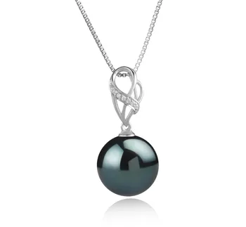 11-12mm taitiano Pingente em Moira Preto