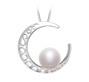 9-10mm Água doce Pingente em Lua Branco