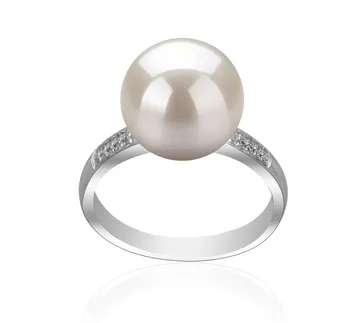 10-11mm Água doce Anel em Oana Branco