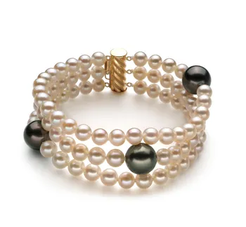 5-11mm Taiti e água doce Pulseira em Preto