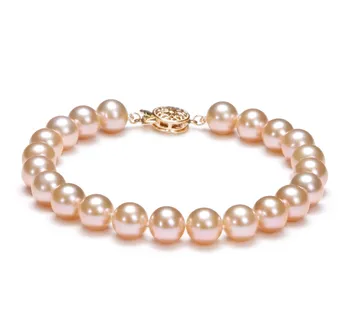 7-8mm Água doce Pulseira em Rosa