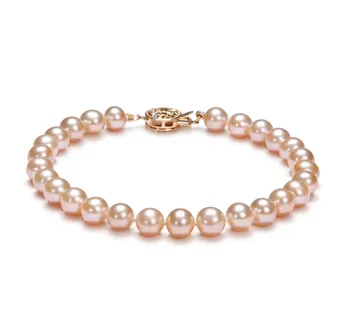 6-7mm Água doce Pulseira em Rosa