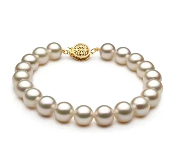 8-9mm Água doce Pulseira em Branco