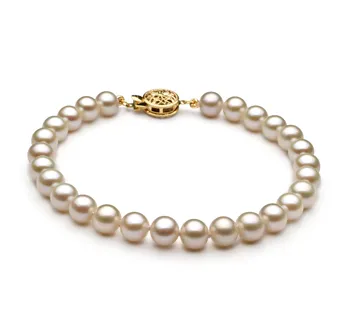 6-7mm Água doce Pulseira em Branco