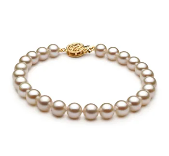 6-7mm Água doce Pulseira em Branco
