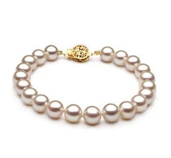 7-8mm Água doce Pulseira em Branco