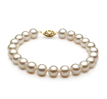 7.5-8.5mm Água doce Pulseira em Branco