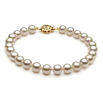 6-7mm Akoya japonesa Pulseira em Branco