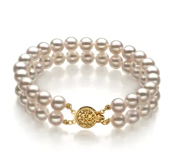 6-7mm Akoya japonesa Pulseira em Branco