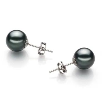 8-9mm taitiano Conjunto de brincos em Preto 8-9mm taitiano Conjunto de brincos em Preto