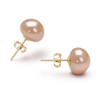 9-10mm Água doce Conjunto de brincos em Rosa