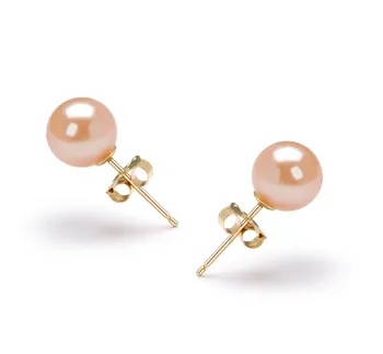 6-7mm Água doce Conjunto de brincos em Rosa