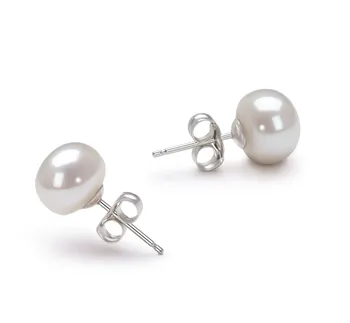 7-8mm Água doce Conjunto de brincos em Branco