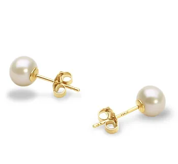 5-6mm Água doce Conjunto de brincos em Branco