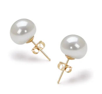 10-10.5mm Água doce Conjunto de brincos em Branco