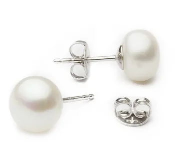 8-8.5mm Água doce Conjunto de brincos em Branco