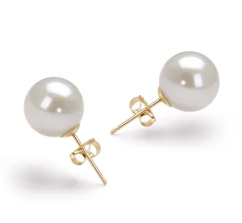 10-11mm Água doce Conjunto de brincos em Branco