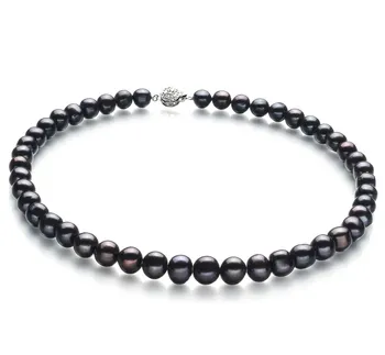 10-11mm Água doce Colar em Preto
