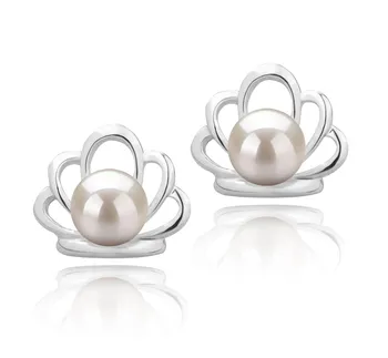 5-6mm Água doce Conjunto de brincos em Princesa. Branco