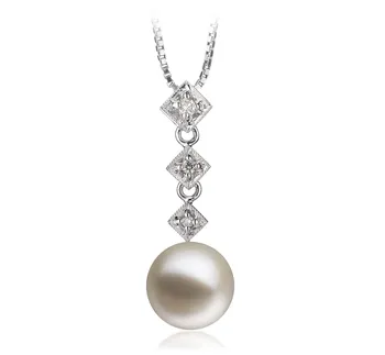 9-10mm Água doce Pingente em Rozene Branco