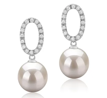 9-10mm Água doce Conjunto de brincos em Sabrina Branco