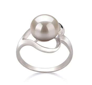 9-10mm Água doce Anel em Sadie Branco