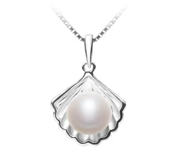 7-8mm Água doce Pingente em Shell Branco