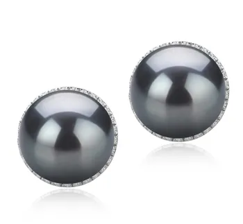 10-11mm taitiano Conjunto de brincos em Tammy Preto