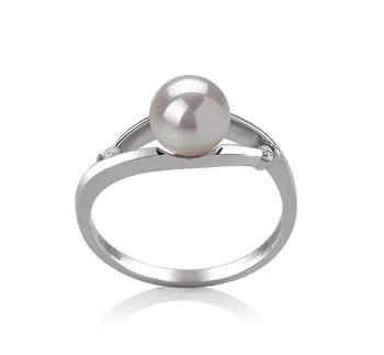 6-7mm Akoya japonesa Anel em Tanya Branco