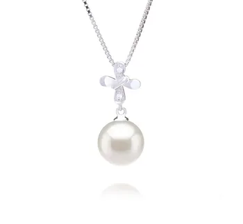 9-10mm Água doce Pingente em Taylor Branco