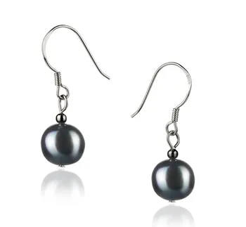 8-9mm Água doce Conjunto de brincos em Teresa Tingido de preto