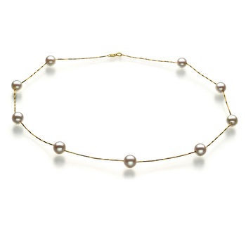 7-8mm Akoya japonesa Colar em Copo de Estanho Branco