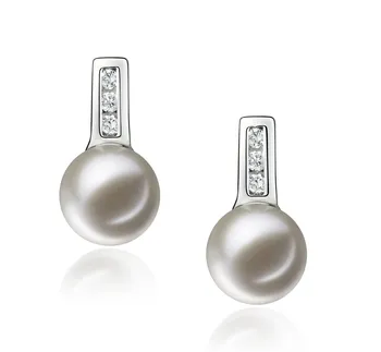 7-8mm Água doce Conjunto de brincos em Valery Branco