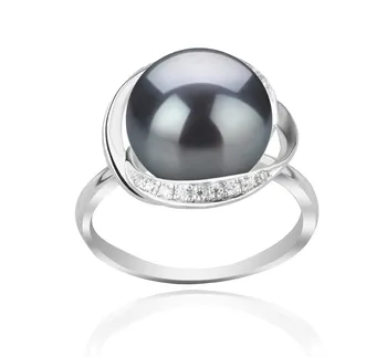 11-12mm Água doce Anel em Wendy Tingido de preto