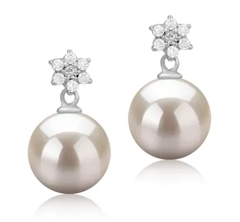 8-9mm Água doce Conjunto de brincos em Wilma Branco