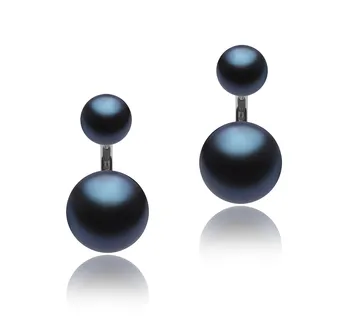 6-11mm Água doce Conjunto de brincos em Zelda Preto